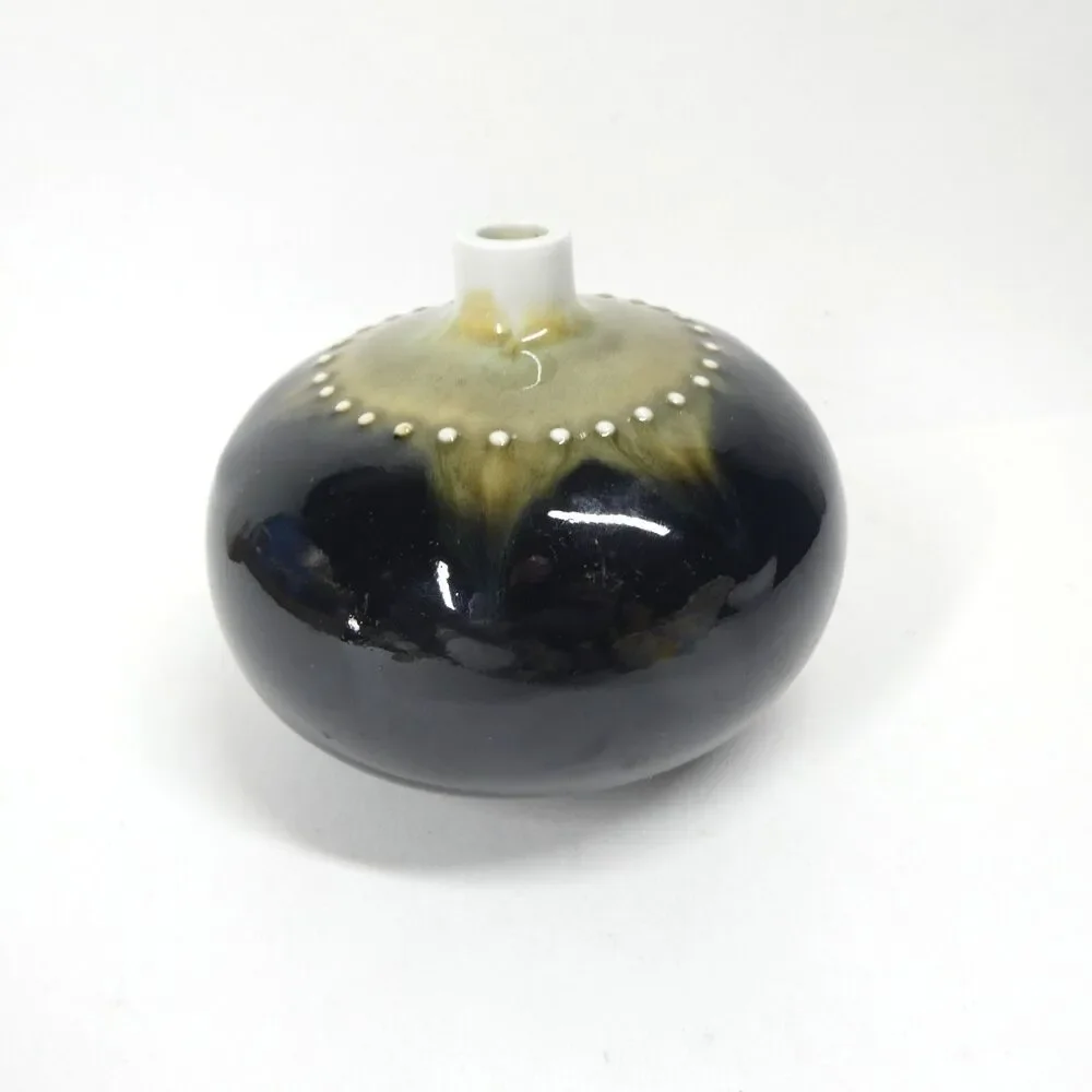 Hakusan Japan Ikebana Bud Vase Masahiro Mori Glazed Ceramic Round